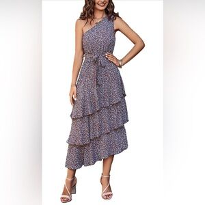 Casual One-Shoulder Floral Dress